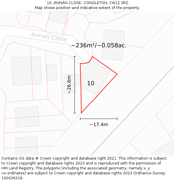 10, ANNAN CLOSE, CONGLETON, CW12 3RZ: Plot and title map