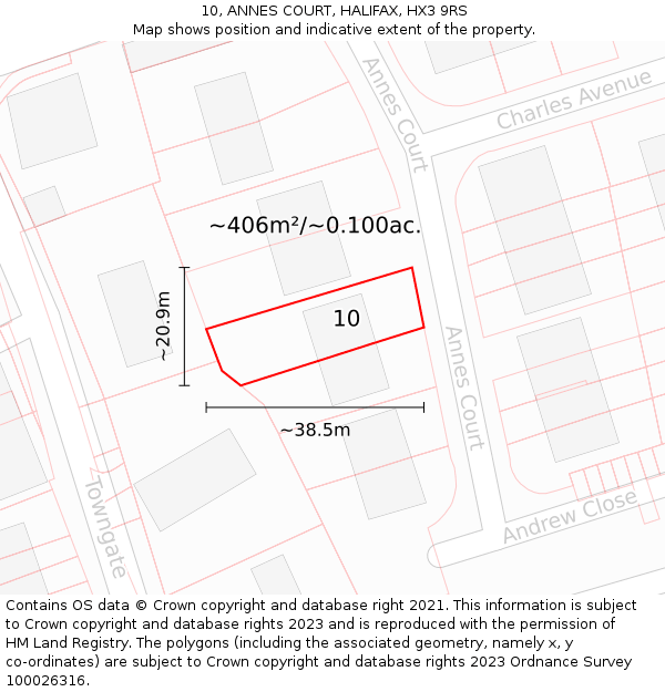 10, ANNES COURT, HALIFAX, HX3 9RS: Plot and title map