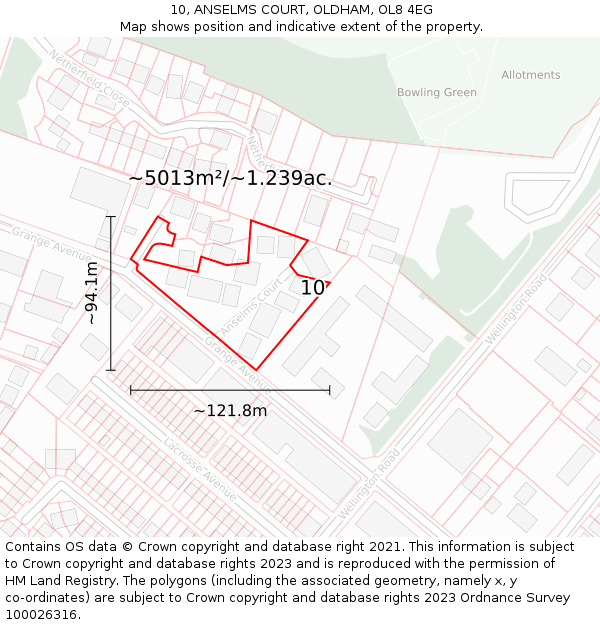 10, ANSELMS COURT, OLDHAM, OL8 4EG: Plot and title map