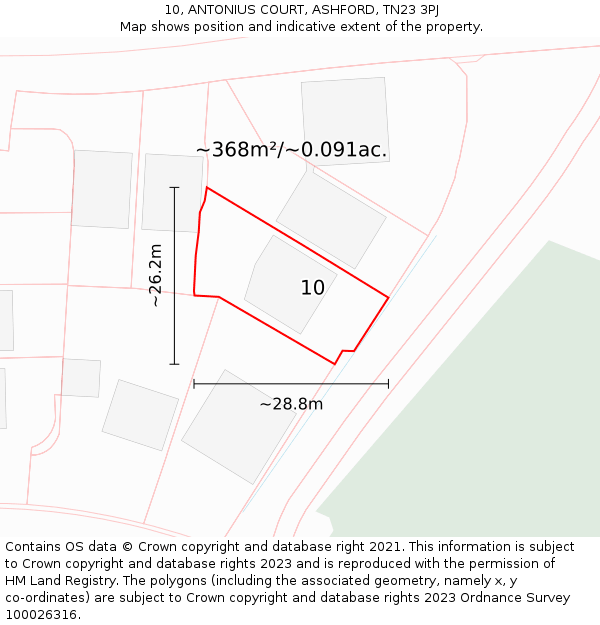 10, ANTONIUS COURT, ASHFORD, TN23 3PJ: Plot and title map