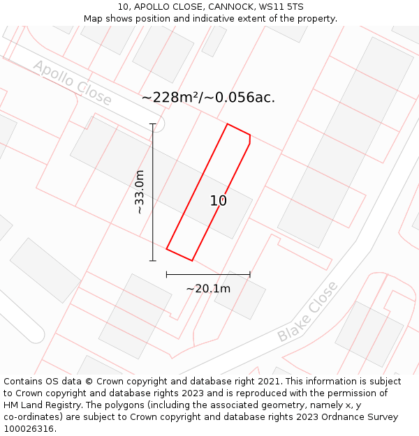 10, APOLLO CLOSE, CANNOCK, WS11 5TS: Plot and title map