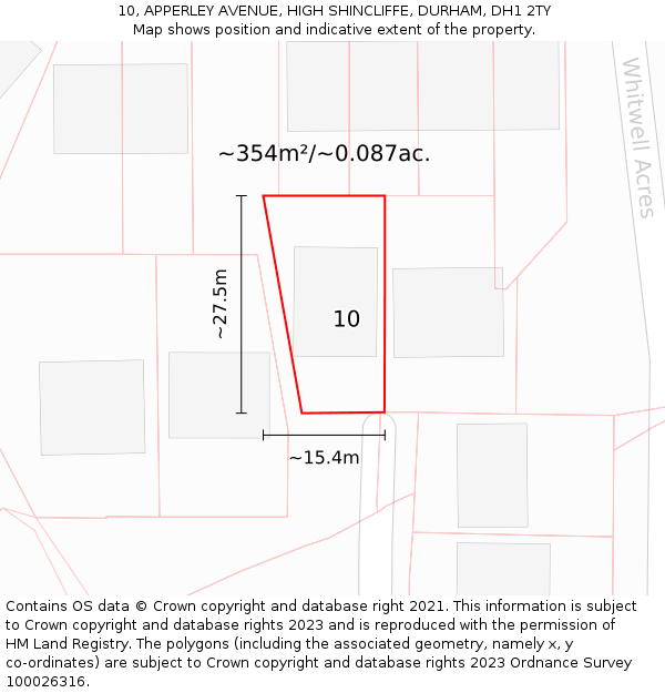 10, APPERLEY AVENUE, HIGH SHINCLIFFE, DURHAM, DH1 2TY: Plot and title map