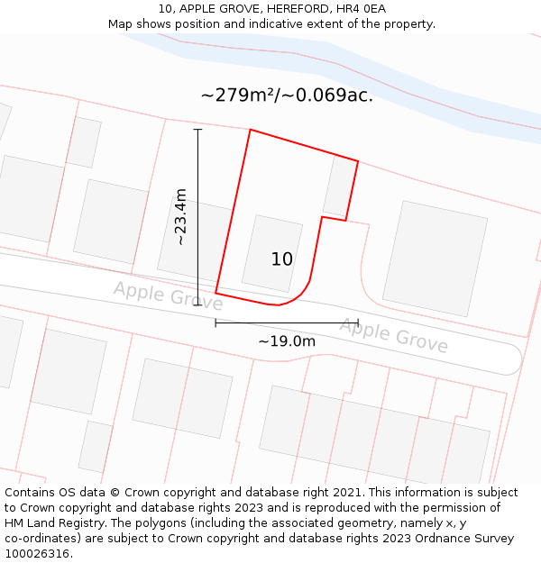 10, APPLE GROVE, HEREFORD, HR4 0EA: Plot and title map