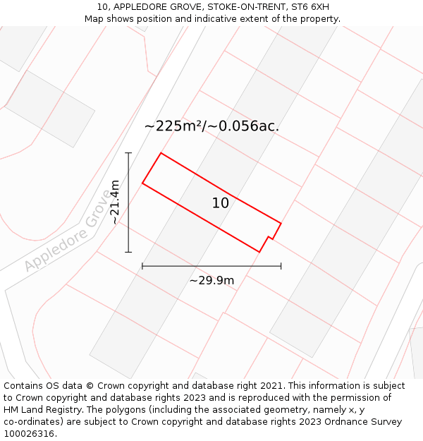 10, APPLEDORE GROVE, STOKE-ON-TRENT, ST6 6XH: Plot and title map