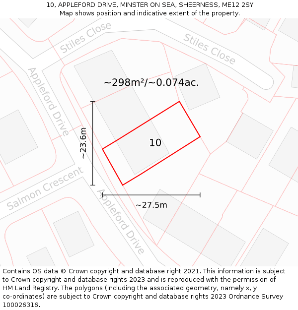 10, APPLEFORD DRIVE, MINSTER ON SEA, SHEERNESS, ME12 2SY: Plot and title map