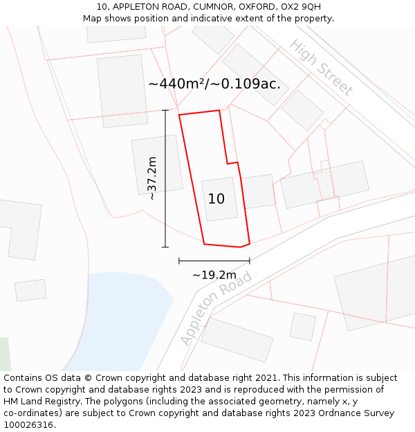 10, APPLETON ROAD, CUMNOR, OXFORD, OX2 9QH: Plot and title map