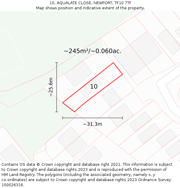 10, AQUALATE CLOSE, NEWPORT, TF10 7TF: Plot and title map