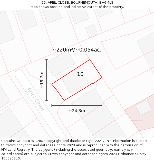 10, ARIEL CLOSE, BOURNEMOUTH, BH6 4LS: Plot and title map