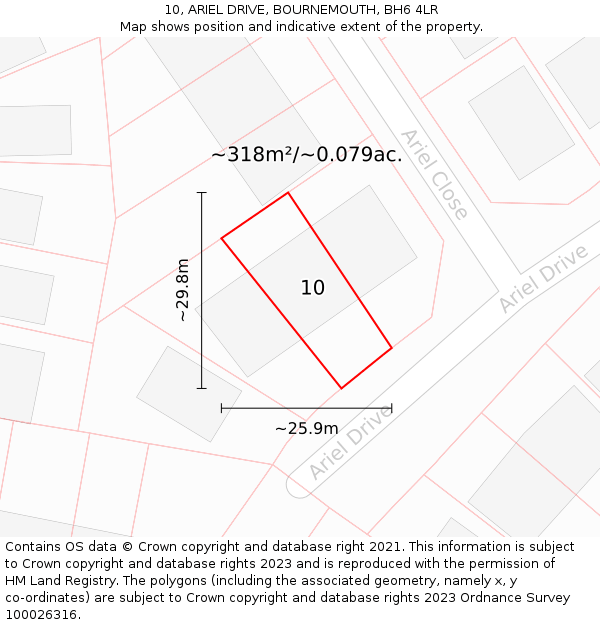 10, ARIEL DRIVE, BOURNEMOUTH, BH6 4LR: Plot and title map