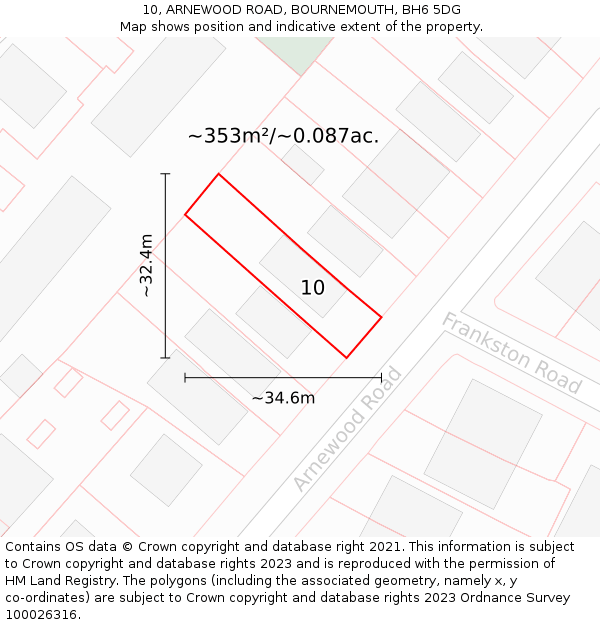 10, ARNEWOOD ROAD, BOURNEMOUTH, BH6 5DG: Plot and title map