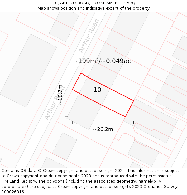 10, ARTHUR ROAD, HORSHAM, RH13 5BQ: Plot and title map