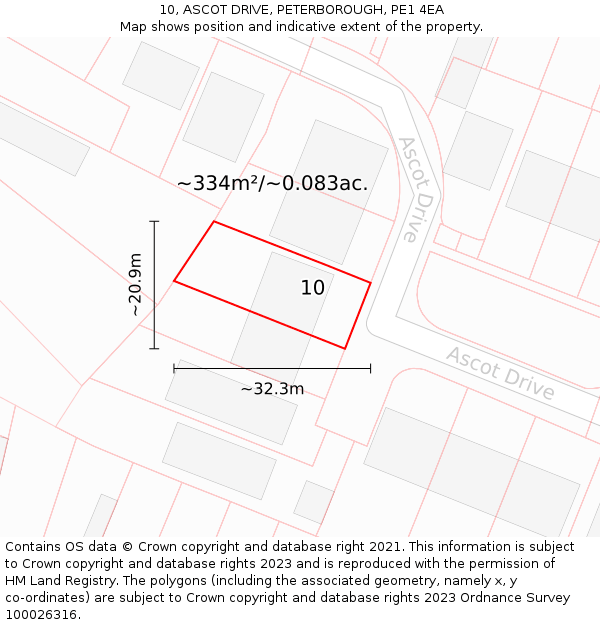 10, ASCOT DRIVE, PETERBOROUGH, PE1 4EA: Plot and title map