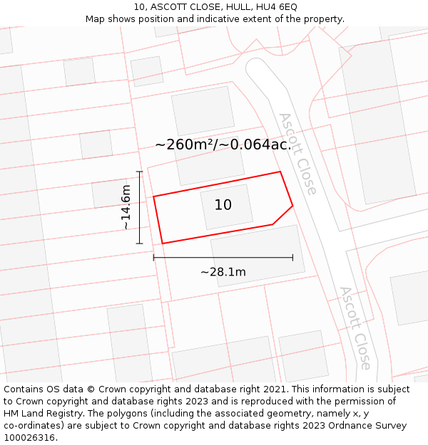 10, ASCOTT CLOSE, HULL, HU4 6EQ: Plot and title map