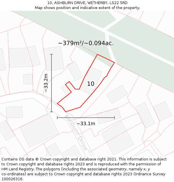 10, ASHBURN DRIVE, WETHERBY, LS22 5RD: Plot and title map