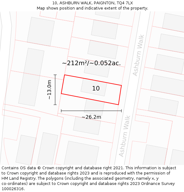 10, ASHBURN WALK, PAIGNTON, TQ4 7LX: Plot and title map