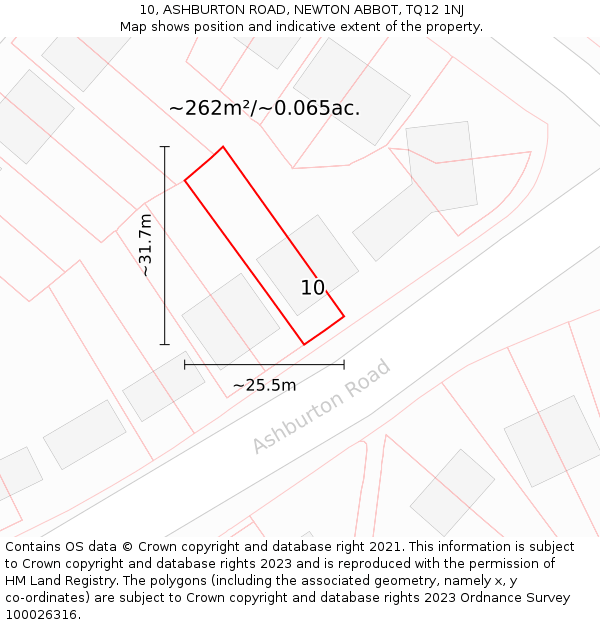 10, ASHBURTON ROAD, NEWTON ABBOT, TQ12 1NJ: Plot and title map