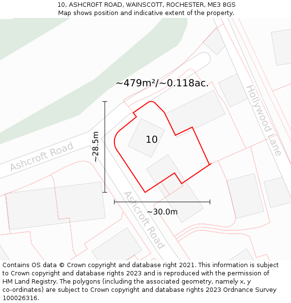 10, ASHCROFT ROAD, WAINSCOTT, ROCHESTER, ME3 8GS: Plot and title map
