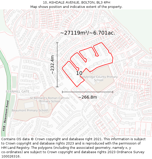 10, ASHDALE AVENUE, BOLTON, BL3 4PH: Plot and title map