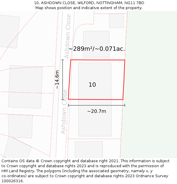 10, ASHDOWN CLOSE, WILFORD, NOTTINGHAM, NG11 7BD: Plot and title map