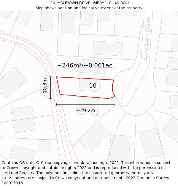 10, ASHDOWN DRIVE, WIRRAL, CH49 3QU: Plot and title map