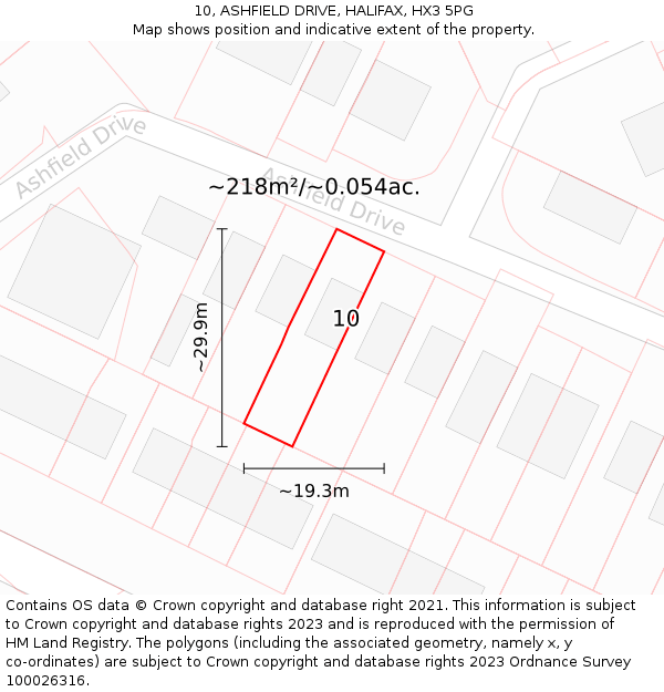 10, ASHFIELD DRIVE, HALIFAX, HX3 5PG: Plot and title map