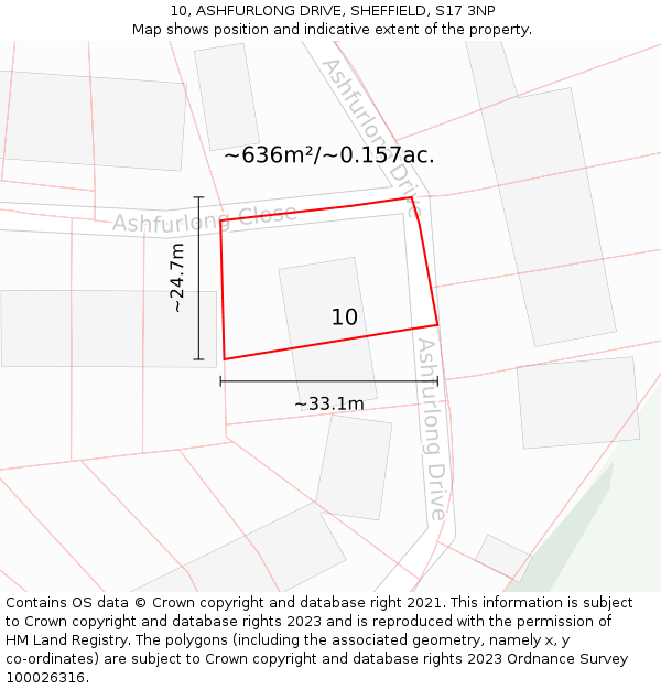 10, ASHFURLONG DRIVE, SHEFFIELD, S17 3NP: Plot and title map