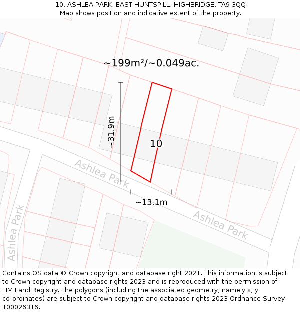 10, ASHLEA PARK, EAST HUNTSPILL, HIGHBRIDGE, TA9 3QQ: Plot and title map