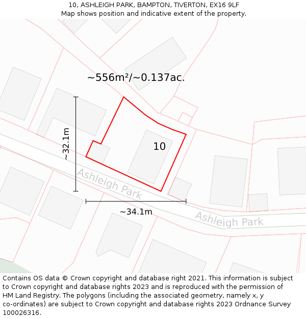 10, ASHLEIGH PARK, BAMPTON, TIVERTON, EX16 9LF: Plot and title map