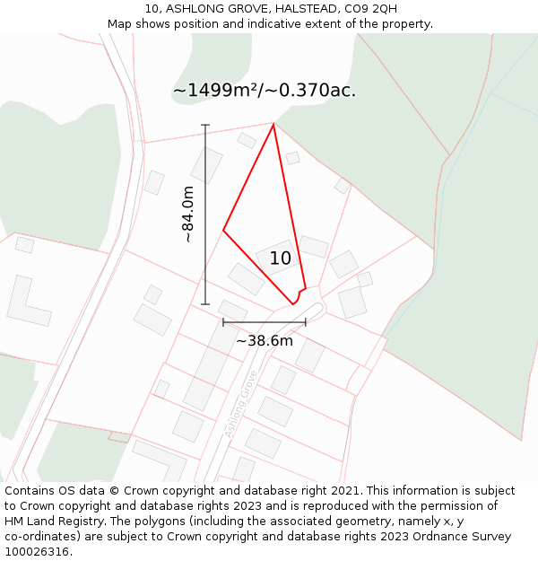 10, ASHLONG GROVE, HALSTEAD, CO9 2QH: Plot and title map