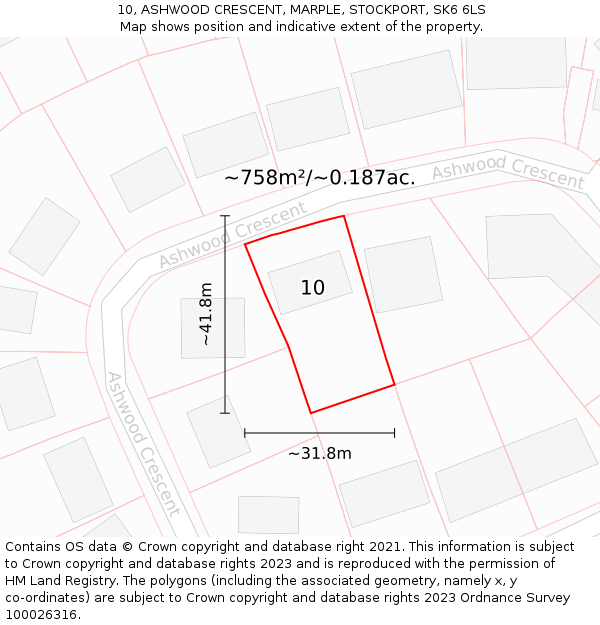 10, ASHWOOD CRESCENT, MARPLE, STOCKPORT, SK6 6LS: Plot and title map