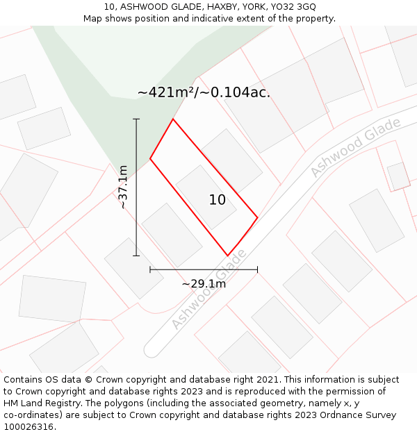 10, ASHWOOD GLADE, HAXBY, YORK, YO32 3GQ: Plot and title map