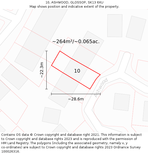 10, ASHWOOD, GLOSSOP, SK13 6XU: Plot and title map