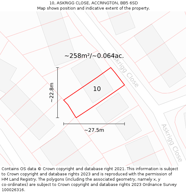 10, ASKRIGG CLOSE, ACCRINGTON, BB5 6SD: Plot and title map