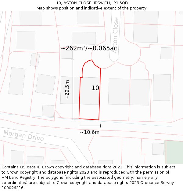 10, ASTON CLOSE, IPSWICH, IP1 5QB: Plot and title map