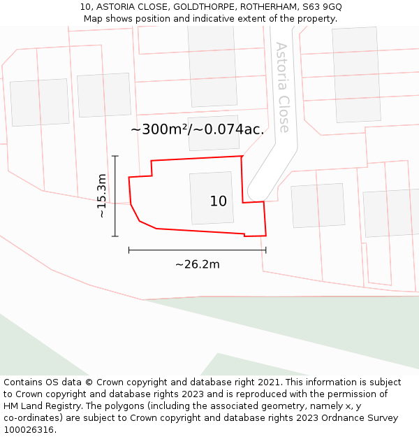 10, ASTORIA CLOSE, GOLDTHORPE, ROTHERHAM, S63 9GQ: Plot and title map