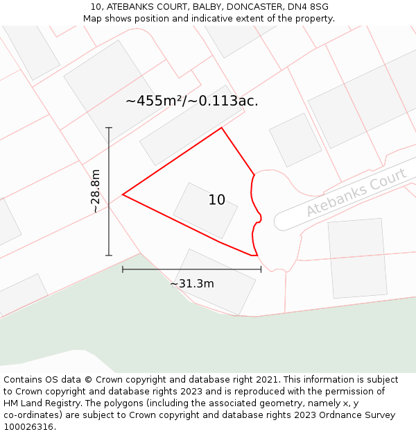 10, ATEBANKS COURT, BALBY, DONCASTER, DN4 8SG: Plot and title map