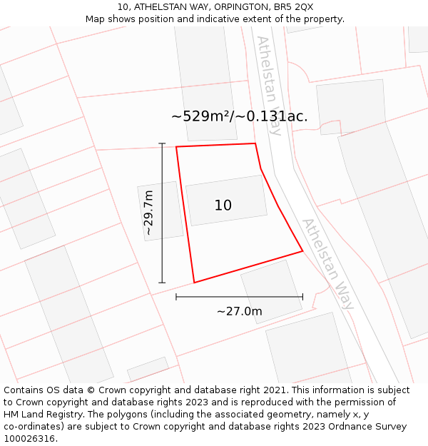 10, ATHELSTAN WAY, ORPINGTON, BR5 2QX: Plot and title map