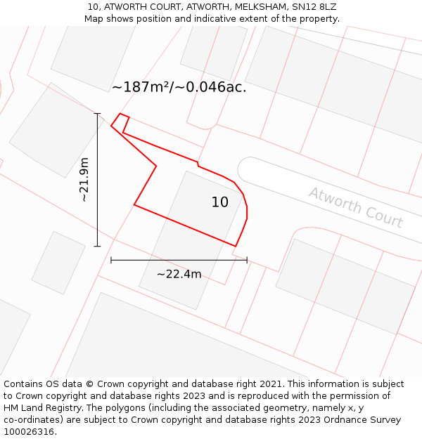 10, ATWORTH COURT, ATWORTH, MELKSHAM, SN12 8LZ: Plot and title map