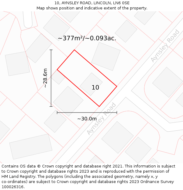 10, AYNSLEY ROAD, LINCOLN, LN6 0SE: Plot and title map