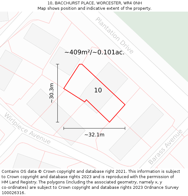 10, BACCHURST PLACE, WORCESTER, WR4 0NH: Plot and title map