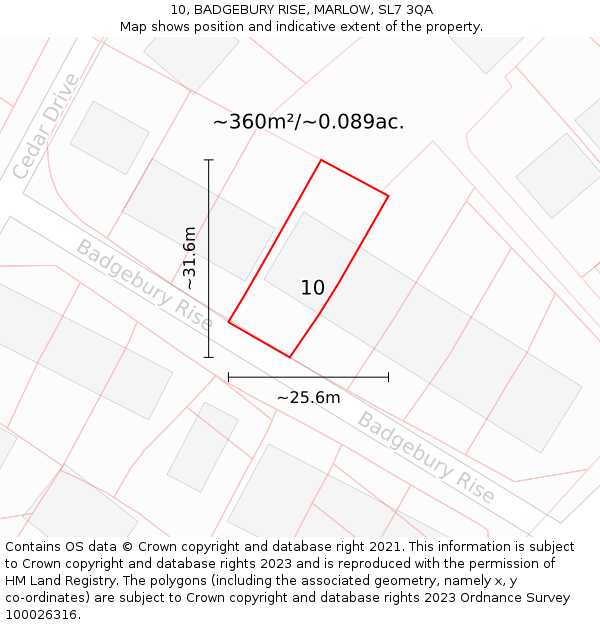 10, BADGEBURY RISE, MARLOW, SL7 3QA: Plot and title map