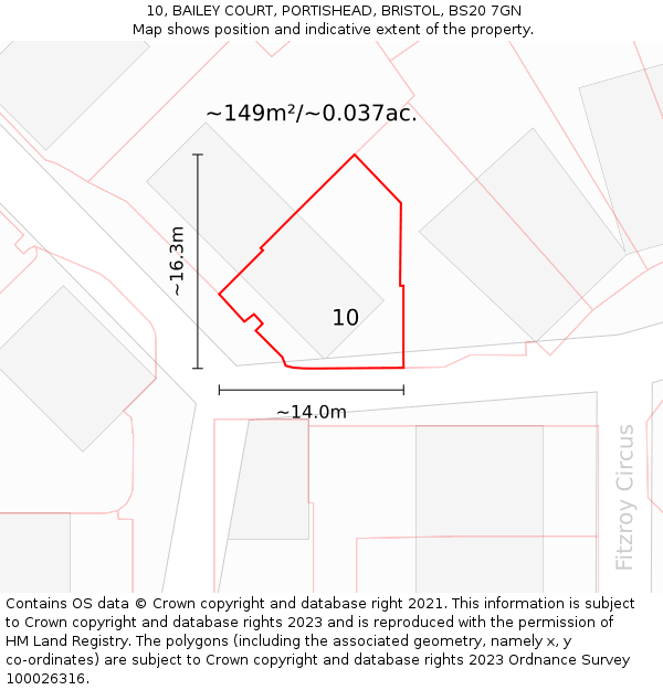 10, BAILEY COURT, PORTISHEAD, BRISTOL, BS20 7GN: Plot and title map