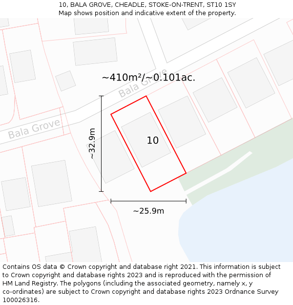 10, BALA GROVE, CHEADLE, STOKE-ON-TRENT, ST10 1SY: Plot and title map