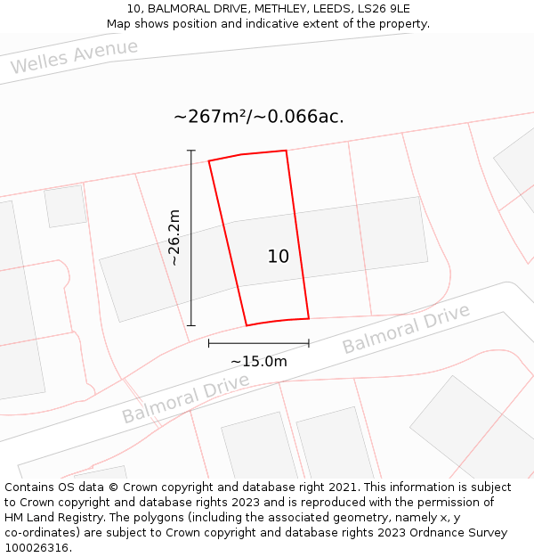 10, BALMORAL DRIVE, METHLEY, LEEDS, LS26 9LE: Plot and title map