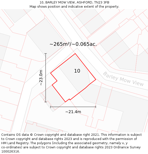 10, BARLEY MOW VIEW, ASHFORD, TN23 3FB: Plot and title map