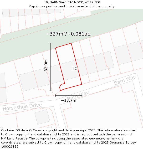 10, BARN WAY, CANNOCK, WS12 0FP: Plot and title map