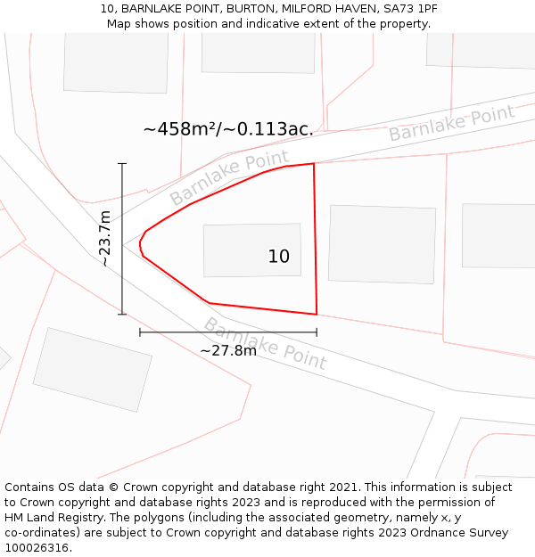 10, BARNLAKE POINT, BURTON, MILFORD HAVEN, SA73 1PF: Plot and title map