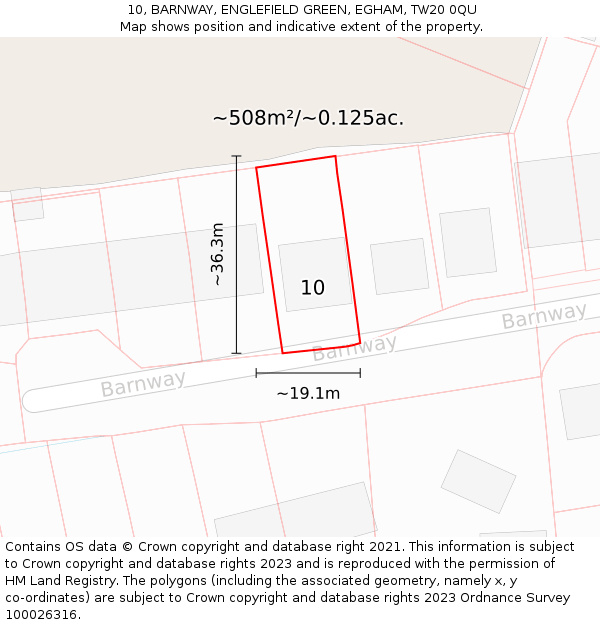 10, BARNWAY, ENGLEFIELD GREEN, EGHAM, TW20 0QU: Plot and title map