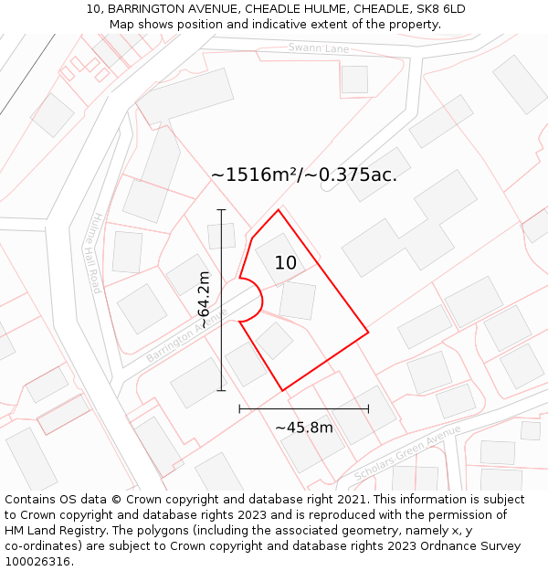 10, BARRINGTON AVENUE, CHEADLE HULME, CHEADLE, SK8 6LD: Plot and title map