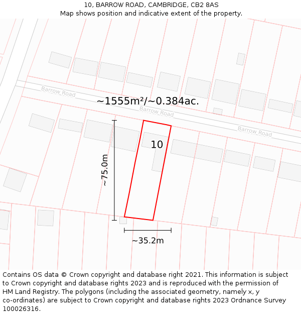 10, BARROW ROAD, CAMBRIDGE, CB2 8AS: Plot and title map